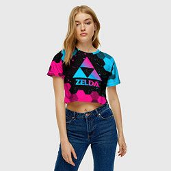 Футболка 3D укороченная женская Zelda - neon gradient, цвет: 3D-принт — фото 2