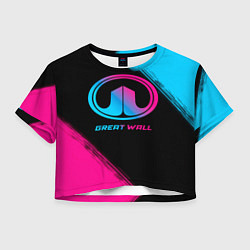 Футболка 3D укороченная женская Great Wall - neon gradient, цвет: 3D-принт