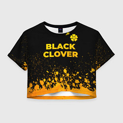 Футболка 3D укороченная женская Black Clover - gold gradient: символ сверху, цвет: 3D-принт