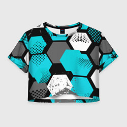 Футболка 3D укороченная женская Шестиугольники абстрактный фон, цвет: 3D-принт