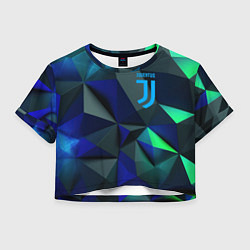 Футболка 3D укороченная женская Juventus blue abstract logo, цвет: 3D-принт