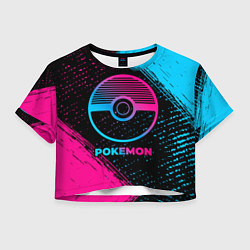 Футболка 3D укороченная женская Pokemon - neon gradient, цвет: 3D-принт