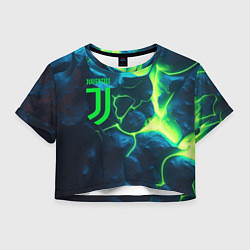 Футболка 3D укороченная женская Juventus green neon, цвет: 3D-принт