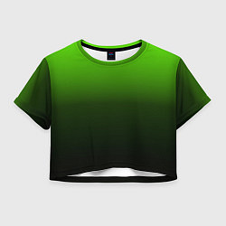 Футболка 3D укороченная женская Градиент ядовитый зеленый - черный, цвет: 3D-принт