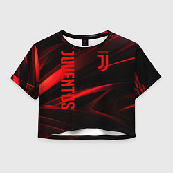 Футболка 3D укороченная женская Juventus black red logo, цвет: 3D-принт