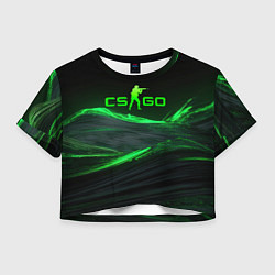 Футболка 3D укороченная женская CSGO neon green logo, цвет: 3D-принт