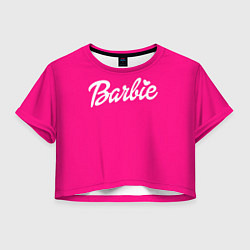 Футболка 3D укороченная женская Барби розовая, цвет: 3D-принт