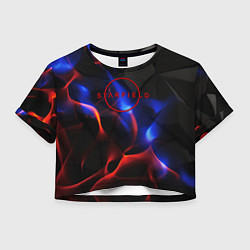 Футболка 3D укороченная женская Starfield red logo, цвет: 3D-принт