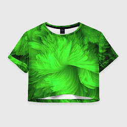 Футболка 3D укороченная женская Зеленая объемная абстракция, цвет: 3D-принт