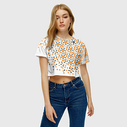 Футболка 3D укороченная женская Плитки Пенроуза в оранжево серой палитре, цвет: 3D-принт — фото 2