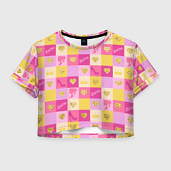 Женский топ Барби: желтые и розовые квадраты паттерн