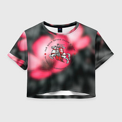 Футболка 3D укороченная женская Беларусь земля свободы, цвет: 3D-принт