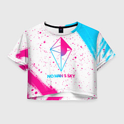 Футболка 3D укороченная женская No Mans Sky neon gradient style, цвет: 3D-принт