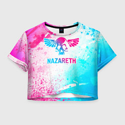 Футболка 3D укороченная женская Nazareth neon gradient style, цвет: 3D-принт