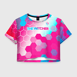 Футболка 3D укороченная женская The Witcher neon gradient style: символ сверху, цвет: 3D-принт