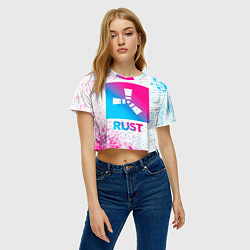 Футболка 3D укороченная женская Rust neon gradient style, цвет: 3D-принт — фото 2