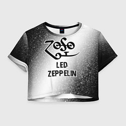 Футболка 3D укороченная женская Led Zeppelin glitch на светлом фоне, цвет: 3D-принт