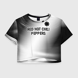 Футболка 3D укороченная женская Red Hot Chili Peppers glitch на светлом фоне посер, цвет: 3D-принт