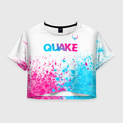 Футболка 3D укороченная женская Quake neon gradient style посередине, цвет: 3D-принт