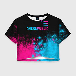 Футболка 3D укороченная женская OneRepublic - neon gradient посередине, цвет: 3D-принт