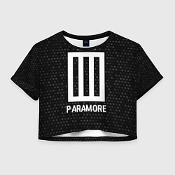 Футболка 3D укороченная женская Paramore glitch на темном фоне, цвет: 3D-принт