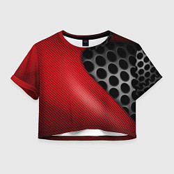 Футболка 3D укороченная женская Абстрактный фон карбон, цвет: 3D-принт