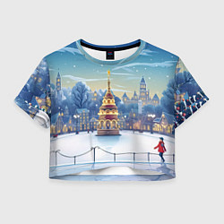 Футболка 3D укороченная женская Новогодняя погода, цвет: 3D-принт