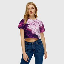 Футболка 3D укороченная женская Абстракция - purple madness, цвет: 3D-принт — фото 2