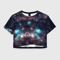 Футболка 3D укороченная женская Космический простор, цвет: 3D-принт