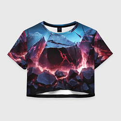 Футболка 3D укороченная женская Разлом больших камней, цвет: 3D-принт