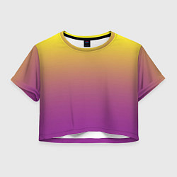 Футболка 3D укороченная женская Желто-фиолетовый градиент, цвет: 3D-принт