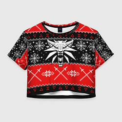 Футболка 3D укороченная женская The Witcher christmas sweater, цвет: 3D-принт