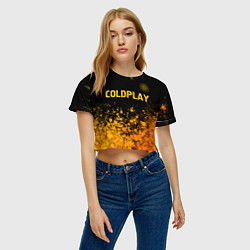 Футболка 3D укороченная женская Coldplay - gold gradient посередине, цвет: 3D-принт — фото 2