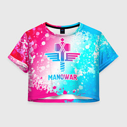 Футболка 3D укороченная женская Manowar neon gradient style, цвет: 3D-принт