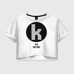 Футболка 3D укороченная женская The Killers glitch на светлом фоне, цвет: 3D-принт