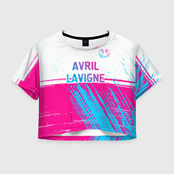 Футболка 3D укороченная женская Avril Lavigne neon gradient style посередине, цвет: 3D-принт