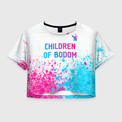 Футболка 3D укороченная женская Children of Bodom neon gradient style посередине, цвет: 3D-принт