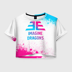 Футболка 3D укороченная женская Imagine Dragons neon gradient style, цвет: 3D-принт