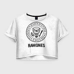 Футболка 3D укороченная женская Ramones glitch на светлом фоне, цвет: 3D-принт