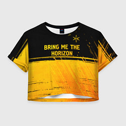 Футболка 3D укороченная женская Bring Me the Horizon - gold gradient посередине, цвет: 3D-принт