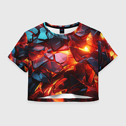 Футболка 3D укороченная женская Абстрактные камни из плит, цвет: 3D-принт