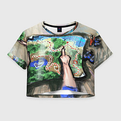 Футболка 3D укороченная женская Карта сокровищ, цвет: 3D-принт