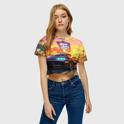 Футболка 3D укороченная женская Auto GTA 6, цвет: 3D-принт — фото 2