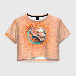 Женский топ Китайский дракон в розовых цветах