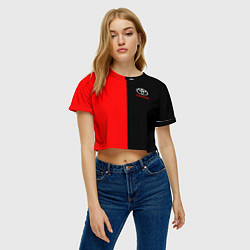 Футболка 3D укороченная женская Toyota car красно чёрный, цвет: 3D-принт — фото 2