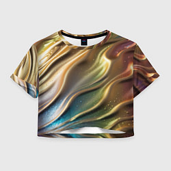 Футболка 3D укороченная женская Металлический атласный песок, цвет: 3D-принт