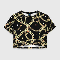 Женский топ Золотые цепи на черном - ювелирные украшения патте