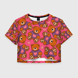 Женский топ Мишки игрушки в розовых свитерах и сердечки