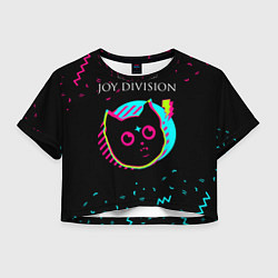 Футболка 3D укороченная женская Joy Division - rock star cat, цвет: 3D-принт