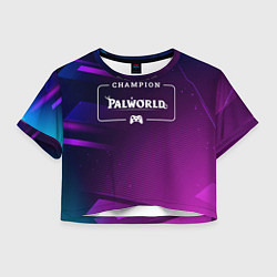 Футболка 3D укороченная женская Palworld gaming champion: рамка с лого и джойстико, цвет: 3D-принт